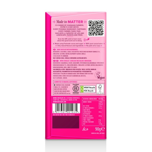 Divine 70% Dark Chocolate with Raspberry