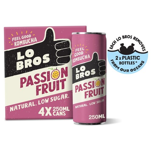 Lo Bros Kombucha Passionfruit Low Sugar Multipack