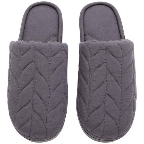 M&S Womens Quilted Mule Slippers with Secret Support 8 Slate