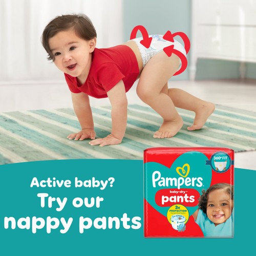 Pampers Baby-Dry Nappies, Size 5 (11-16kg) Essential Pack