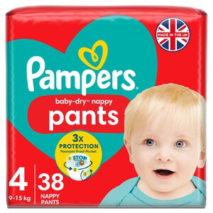 Pampers Baby-Dry Nappy Pants, Size 4 (9-15kg) Essential Pack  38 per pack