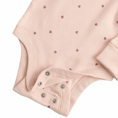 M&S Heart Long Sleeve Bodysuit, 3-6 M, Pink Mix