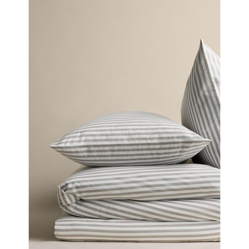 M&S Cotton Blend Simple Stripe Bedding Set, Marble, King Size