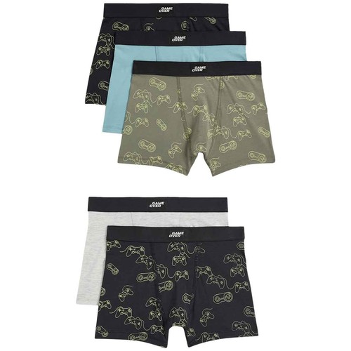 M&S Boys Cotton with Stretch Gamer Trunks, 5-6 Y, Multi