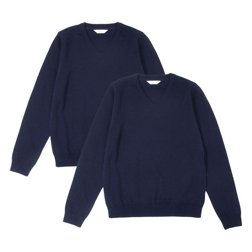 M&S Pure Cotton School Jumper, 5-6 Years, Navy
