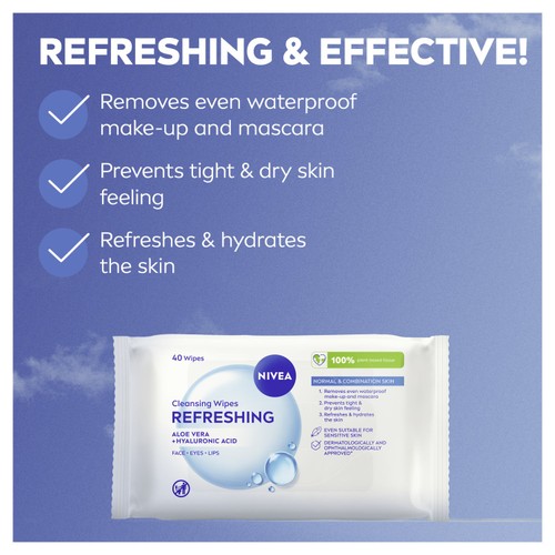 NIVEA Biodegradable Refreshing Face Cleansing Wipes