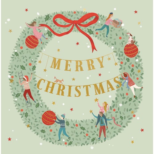 Merry Christmas Wreath Christmas Card