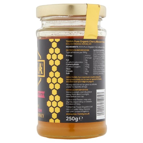 TIANA Pure Organic Cherry Blossom Raw Active Honey