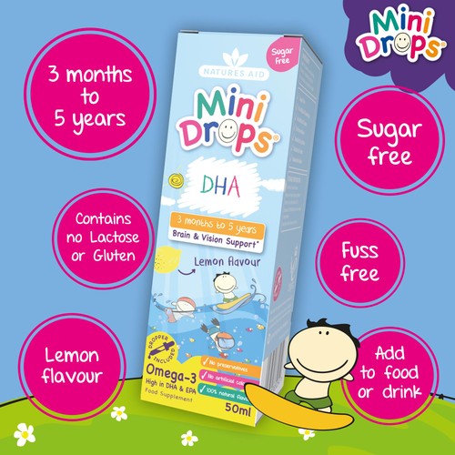 Natures Aid Mini Drops DHA Omega-3 for Infants & Children