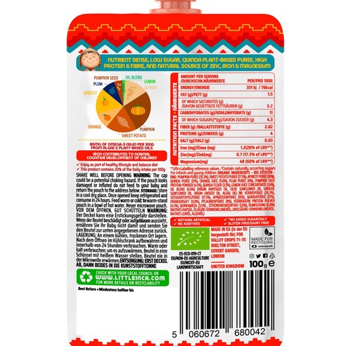 Little Inca Quinoa Happy Orange Baby Food Pouch 6 months+