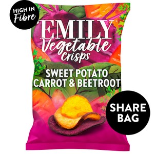 EMILY Veg Crisps Rainbow Roots Sweet Potato, Carrot & Beetroot Sharing