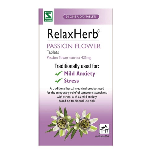 RelaxHerb Passion Flower Anxiety & Stress Tablets 425mg RelaxHerb Passion Flower Anxiety & Stress Tablets 425mg