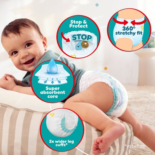 Pampers Baby-Dry Nappy Pants, Size 5 (12-17kg) Essential Pack