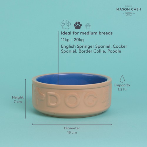 Mason Cash Lettered Cane & Blue Dog Bowl 18cm