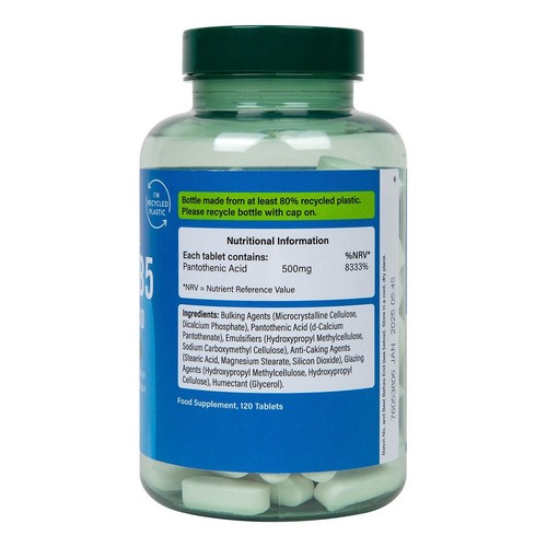 Holland & Barrett Slow Release B5 Panthothenic Acid 500mg Vegan Tablets
