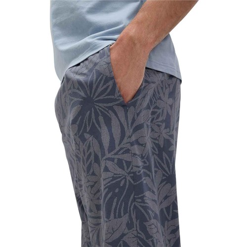 M&S Mens Pure Cotton Palm Print Pyjama Set, L, Light Blue