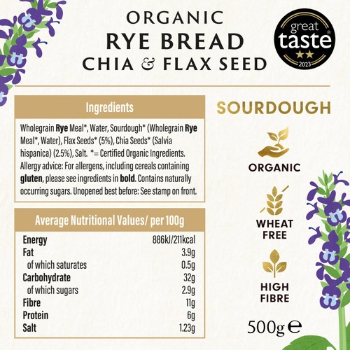Biona Organic Yeast Free Rye Chia & Flax Seed Bread