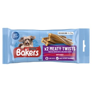 BAKERS Meaty Twists Medium Beef Dog Chews 180g