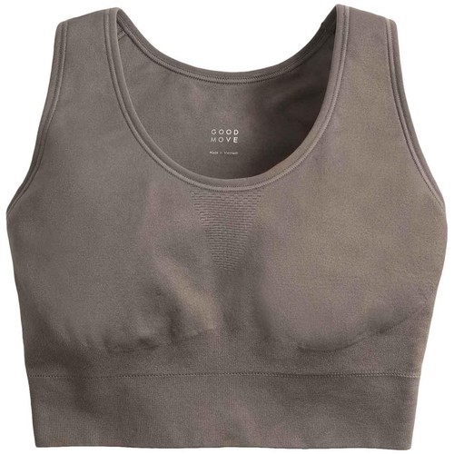M&S Womens Goodmove Scoop Neck Seamless Fitted Crop Top, Medium, Mid Grey