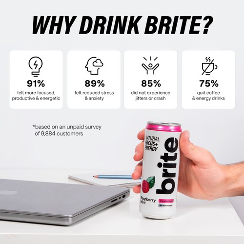 Brite Natural Focus, Energy Raspberry Mint