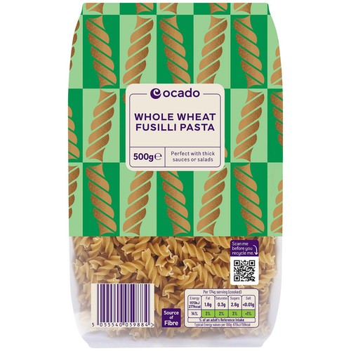 Ocado Whole Wheat Fusilli Pasta