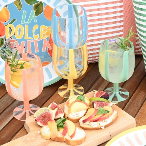 Summerhouse Portofino Stripe Picnic Wine Glasses