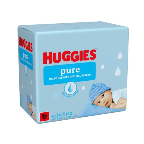 Huggies Pure Baby Wipes Quad Pack