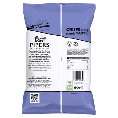 Pipers Atlas Mountains Wild Thyme & Rosemary Sharing Bag Crisps