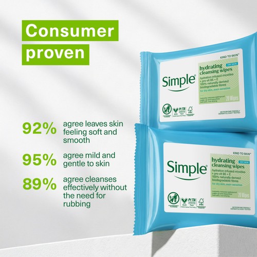 Simple Kind to Skin Micellar Biodegradable Cleansing Wipes