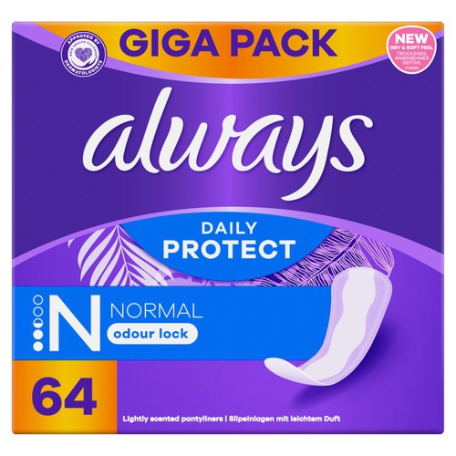 Always Dailies Liners Daily Protect Normal Value Pack 64 Count