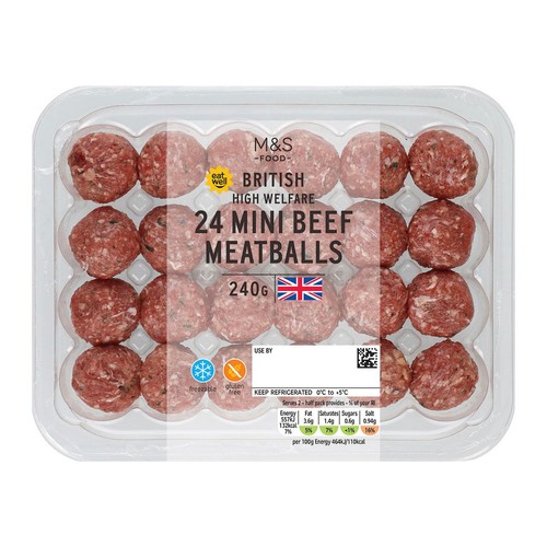 M&S 24 Mini British Beef Meatballs 3% Fat