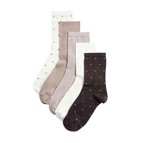 M&S Womens Supersoft Crew Socks, Chocolate, 3-5