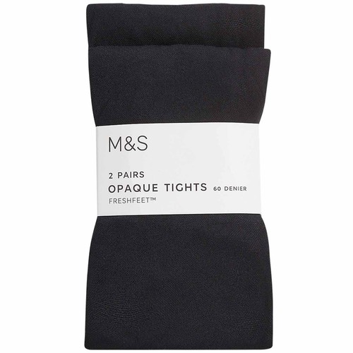 M&S Girls Denier School Tights, 7-8 Years, Black