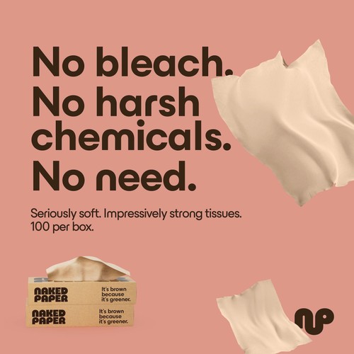 Naked Paper Unbleached Bamboo Facial Tissues 100 Sheets