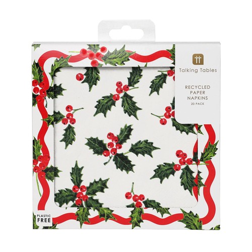 Talking Tables Holly Christmas Paper Napkins