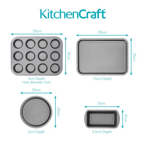 KitchenCraft Four Piece Bakeware Set, Gift Boxed