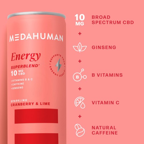 Medahuman Energy CBD Drink Cranberry & Lime