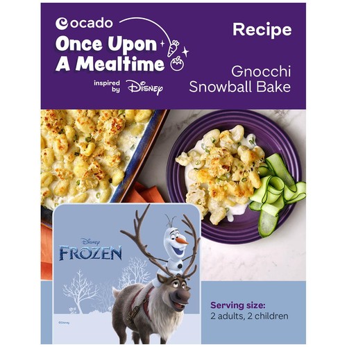 Disney's Frozen-Themed Gnocchi and Cauliflower Cheese Bake Recipe Card