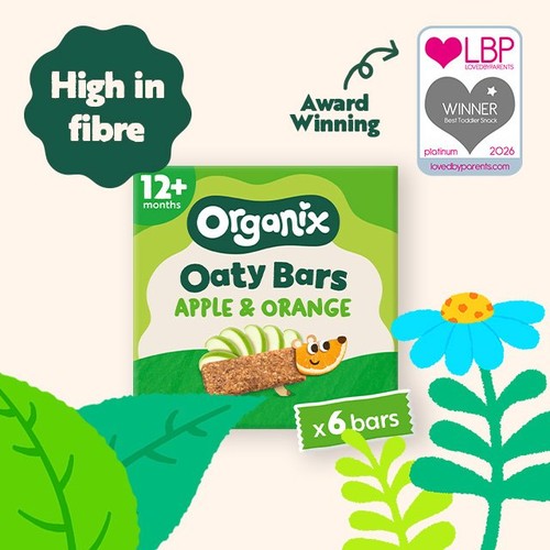 Organix Apple & Orange Oaty Bars Toddler Snack Multipack 12+ Months