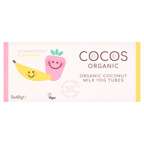 COCOS Organic Strawberry and Banana Coconut Yoghurt Tubes