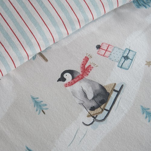 Catherine Lansfield Brushed Christmas Penguins Single Duvet Set