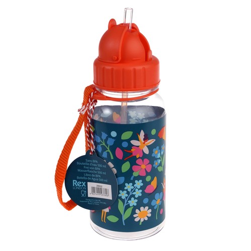 Children's water bottle with straw 500ml, Fairies in the Garden
