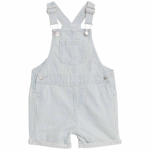 M&S Boys 2pc Pure Cotton Striped Bibshort 3-6 Months Blue Mix