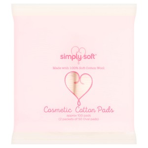 Simply Soft 2 x 50 Oval Cosmetic Cotton Pads Multipack