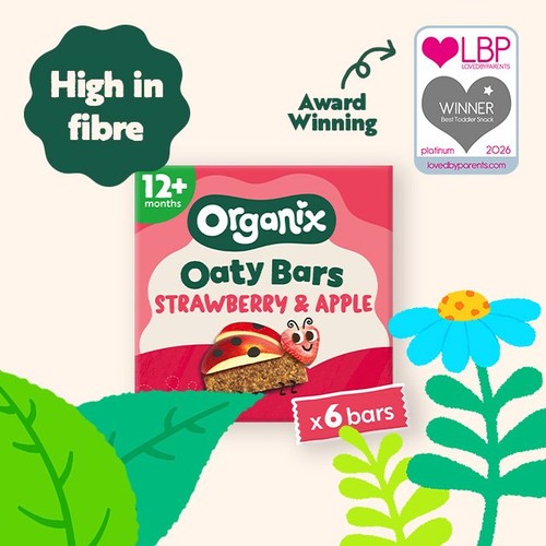 Organix Strawberry & Apple Oaty Bars Toddler Snack Multipack 12+ Months