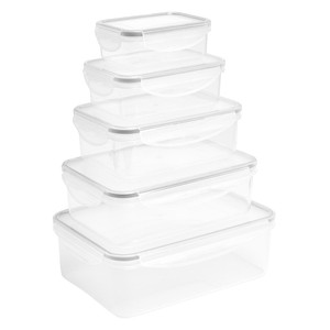 Set of 5 Kitchen Storage Tubs, Grey