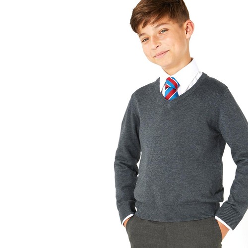 M&S Unisex Pure Cotton Jumper, 11-12 Years, Grey