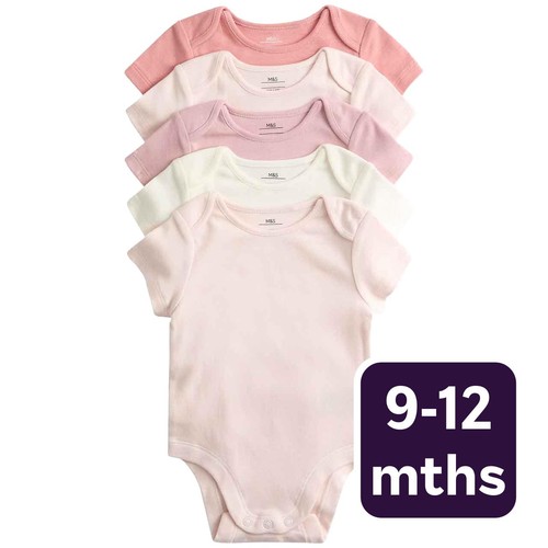 M&S Plain Sleepsuit, 9-12 Months, Pink