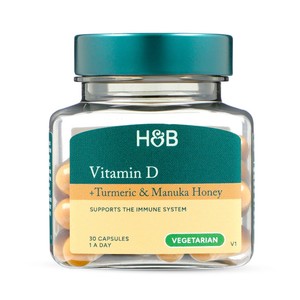 Holland & Barrett Vitamin D + Turmeric & Manuka Honey Capsules