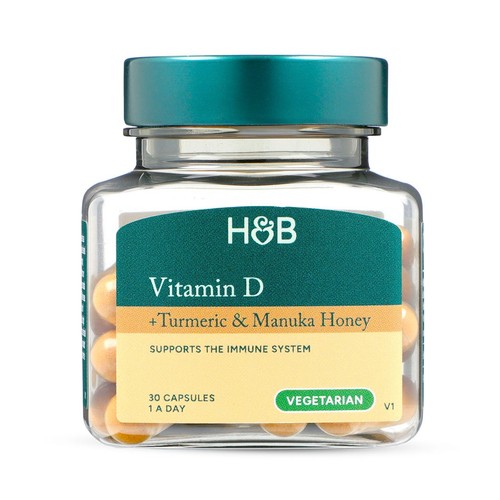 Holland & Barrett Vitamin D + Turmeric & Manuka Honey Capsules